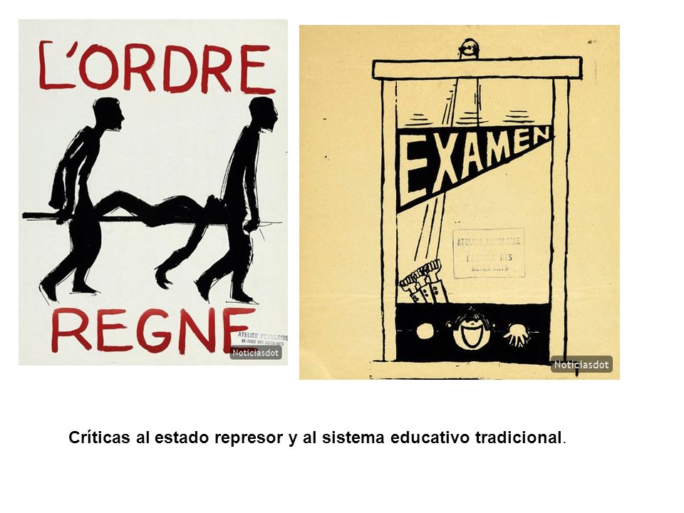 Críticas al estado represor y al sistema educativo tradicional.