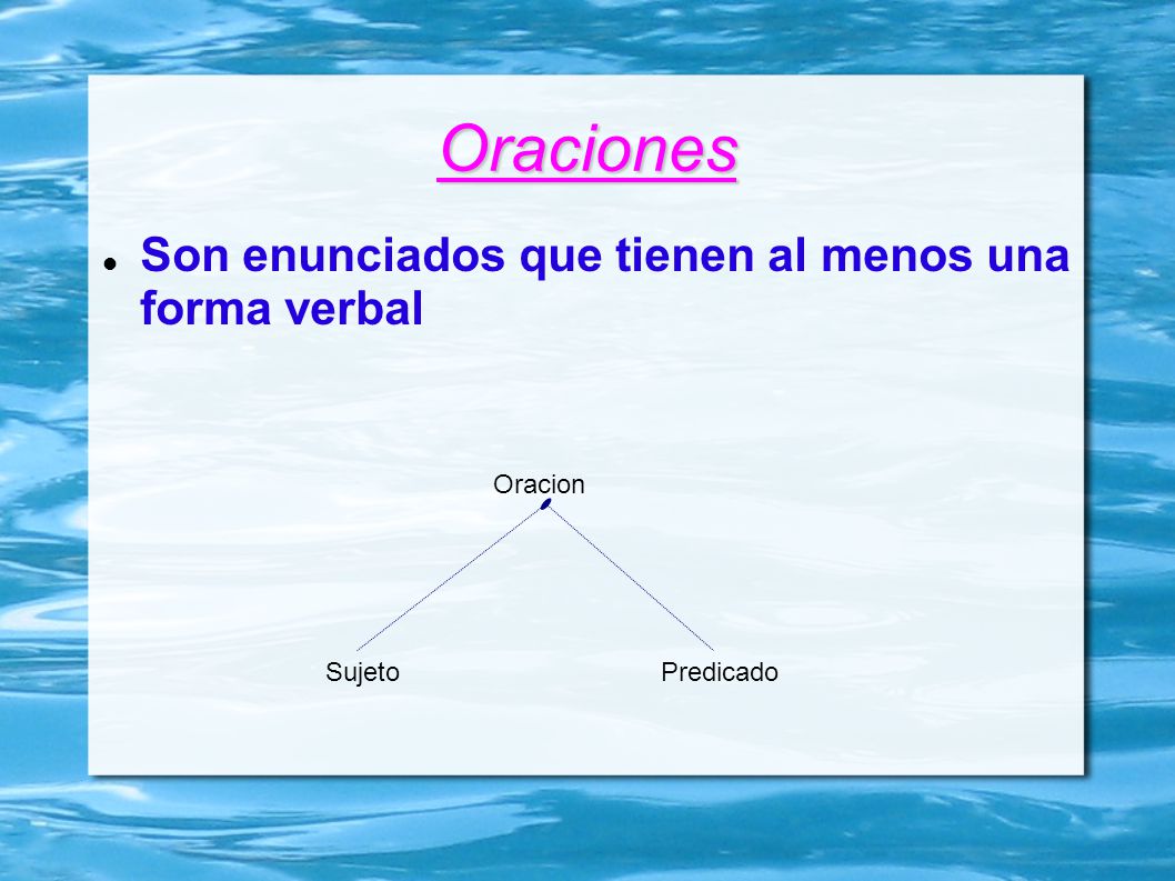 Oraciones Son enunciados que tienen al menos una forma verbal Oracion