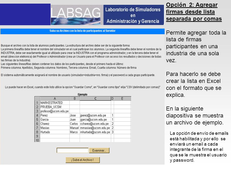 Opción 2: Agregar firmas desde lista separada por comas