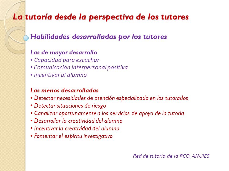 La tutoría desde la perspectiva de los tutores