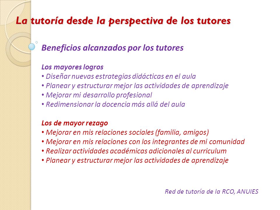 La tutoría desde la perspectiva de los tutores