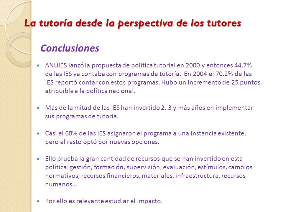 La tutoría desde la perspectiva de los tutores