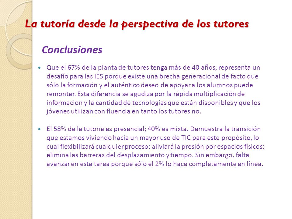 La tutoría desde la perspectiva de los tutores