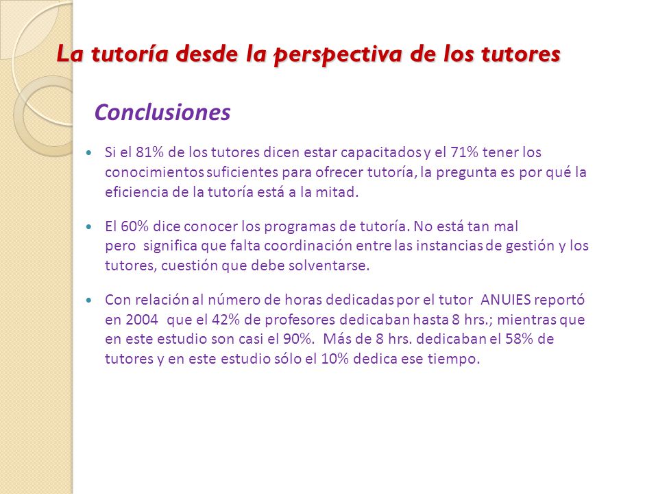 La tutoría desde la perspectiva de los tutores