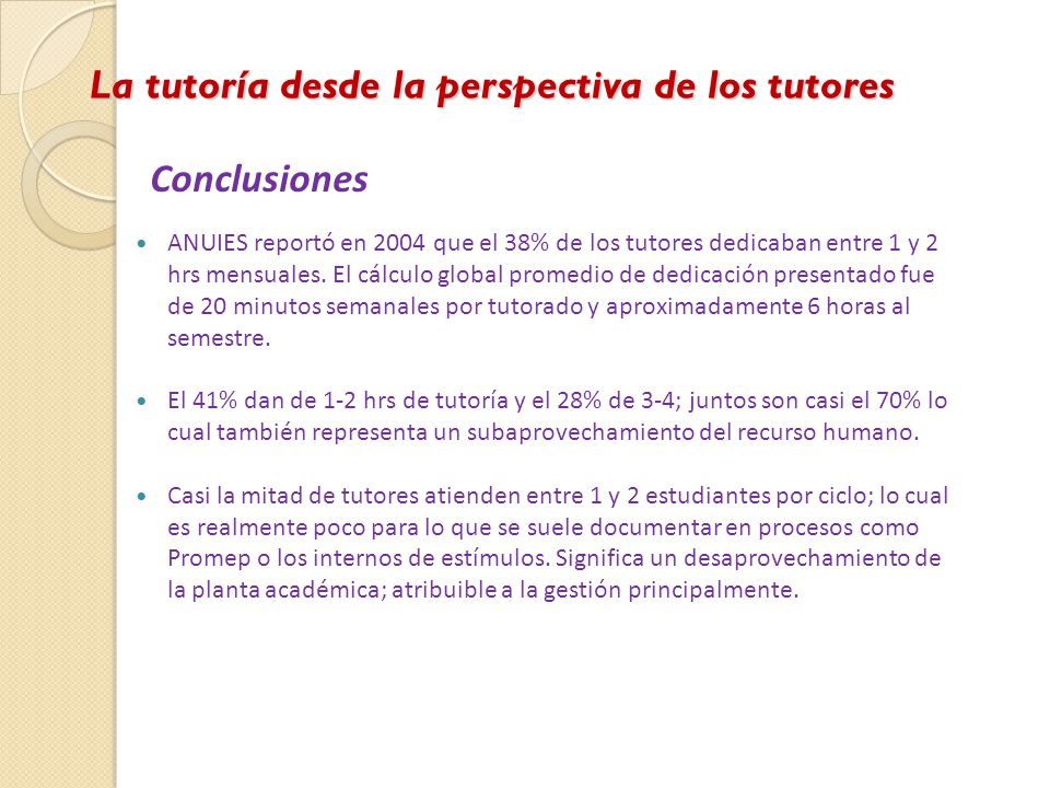 La tutoría desde la perspectiva de los tutores