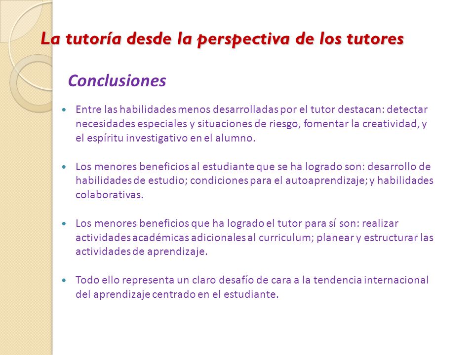 La tutoría desde la perspectiva de los tutores