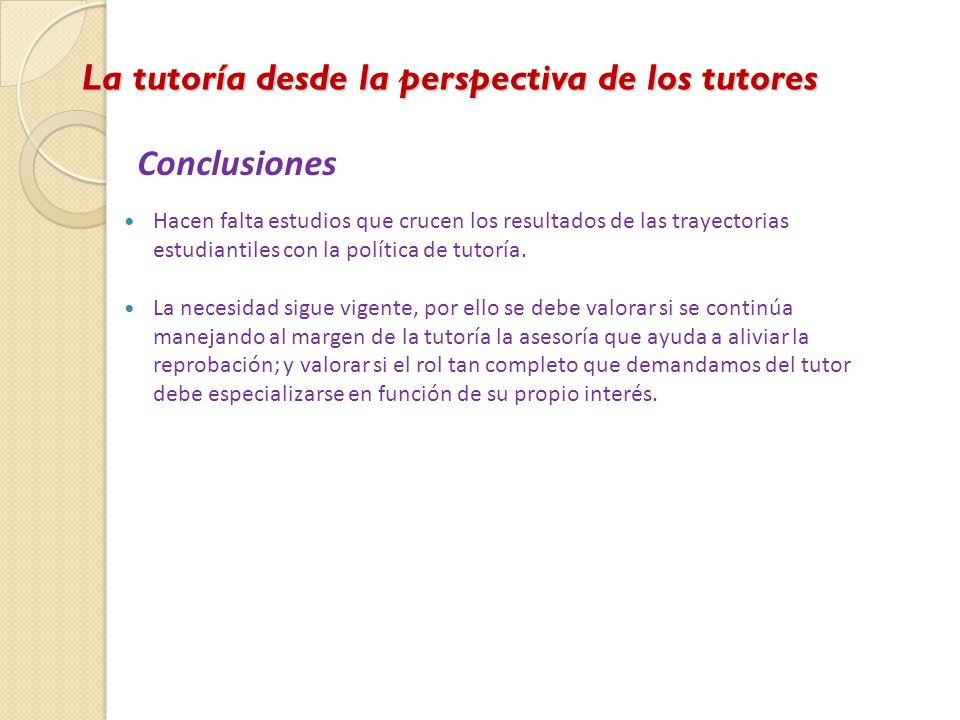 La tutoría desde la perspectiva de los tutores