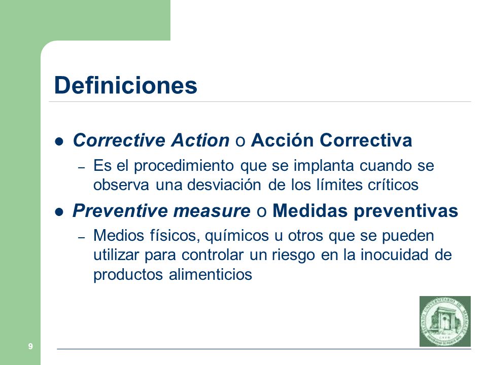 Definiciones Corrective Action o Acción Correctiva