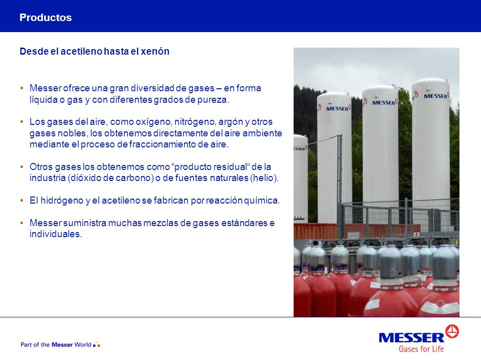 Productos Desde el acetileno hasta el xenón