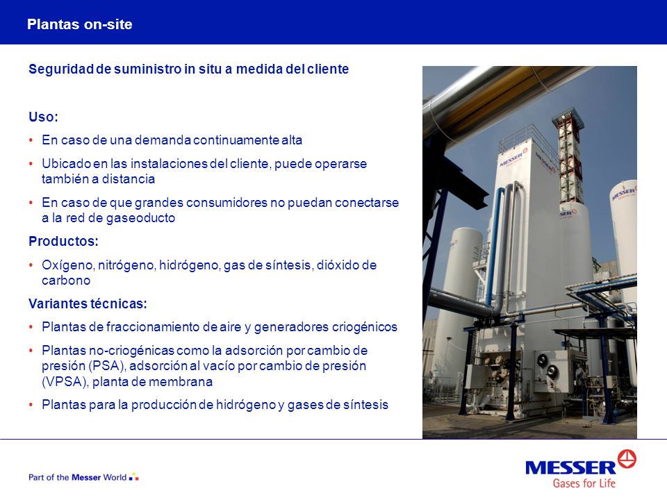 Plantas on-site Seguridad de suministro in situ a medida del cliente
