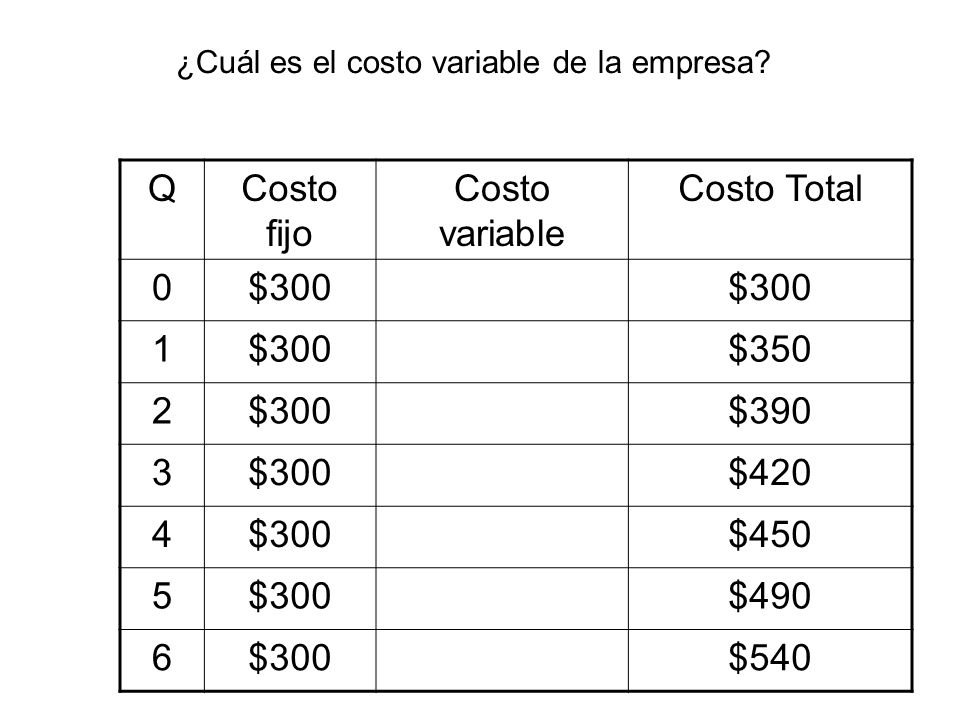 ¿Cuál es el costo variable de la empresa
