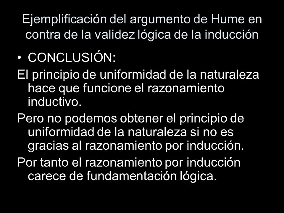 Ejemplificación del argumento de Hume en contra de la validez lógica de la inducción