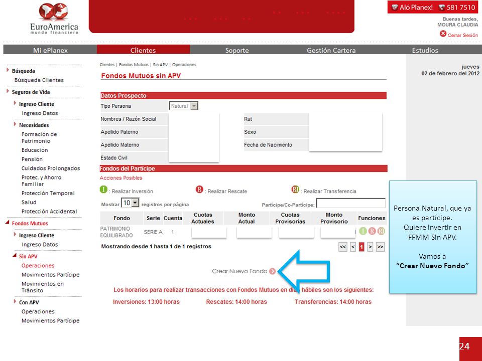 Persona Natural, que ya es partícipe. Quiere invertir en FFMM Sin APV.