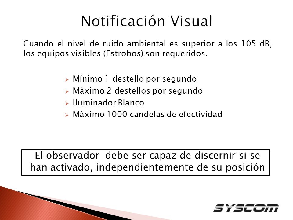 Notificación Visual El observador debe ser capaz de discernir si se