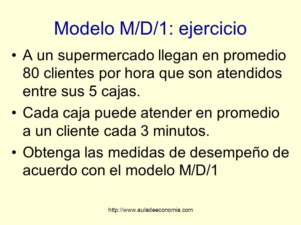 Modelo M/D/1: ejercicio