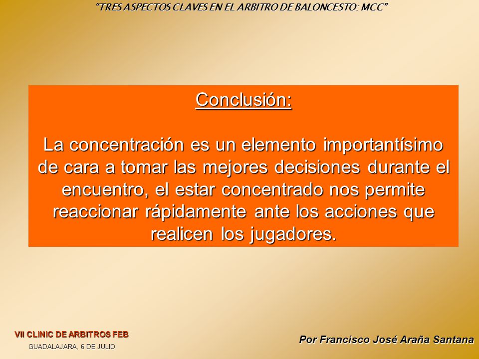 TRES ASPECTOS CLAVES EN EL ARBITRO DE BALONCESTO: MCC