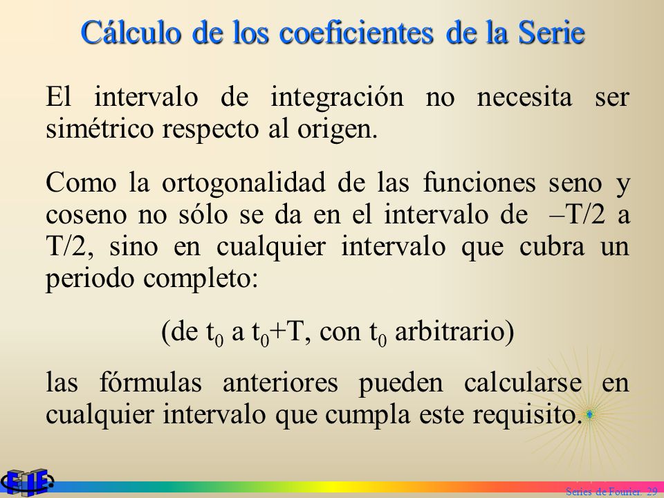 Cálculo de los coeficientes de la Serie