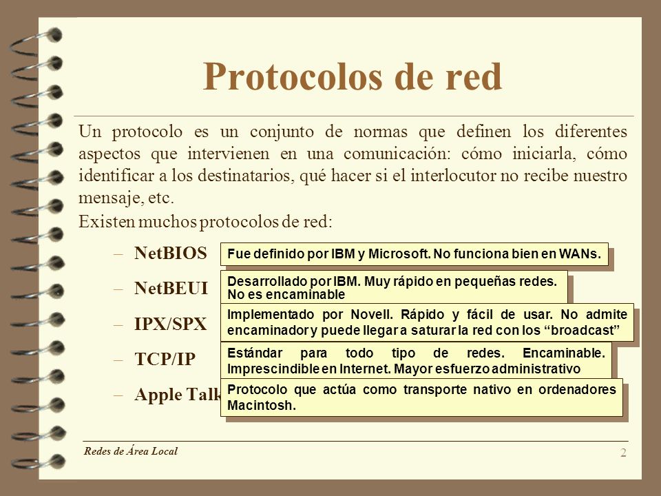 Fue definido por IBM y Microsoft. No funciona bien en WANs.