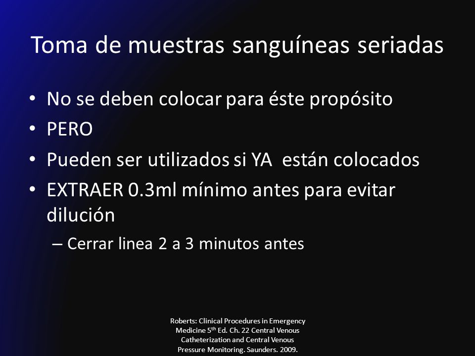 Toma de muestras sanguíneas seriadas