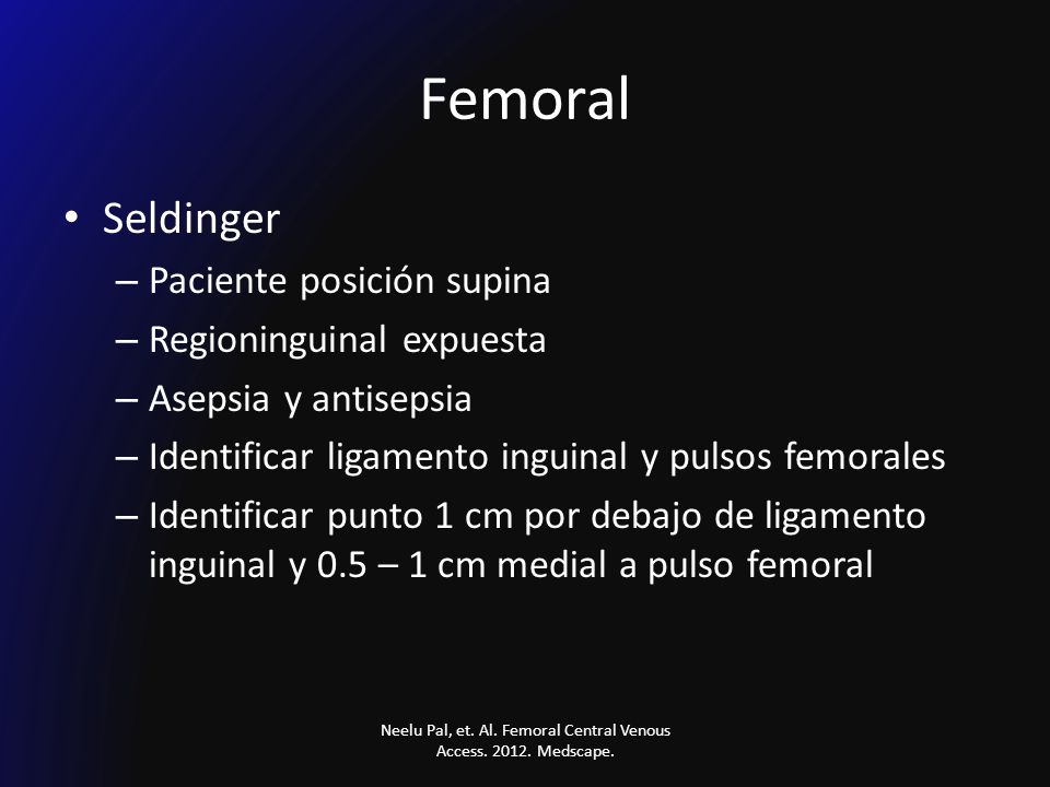 Neelu Pal, et. Al. Femoral Central Venous Access Medscape.