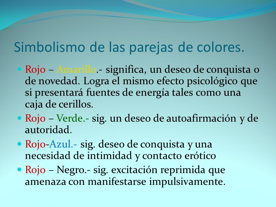 Simbolismo de las parejas de colores.