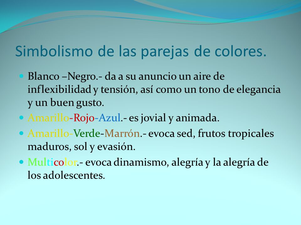 Simbolismo de las parejas de colores.