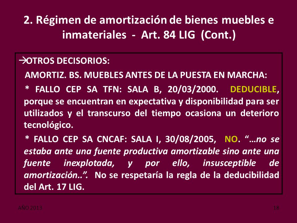 2. Régimen de amortización de bienes muebles e inmateriales - Art