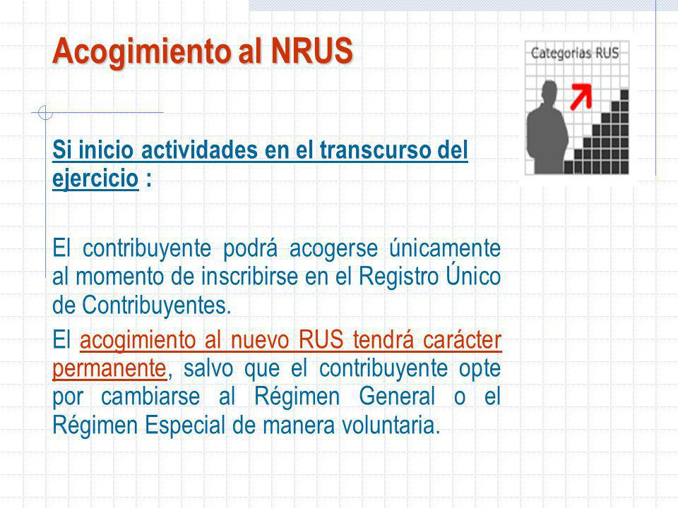 Acogimiento al NRUS Si inicio actividades en el transcurso del ejercicio :