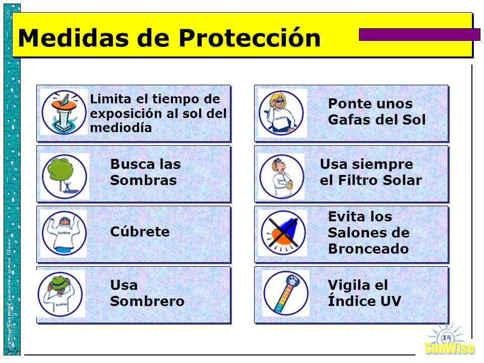 Medidas de Protección Ponte unos Gafas del Sol Busca las Sombras