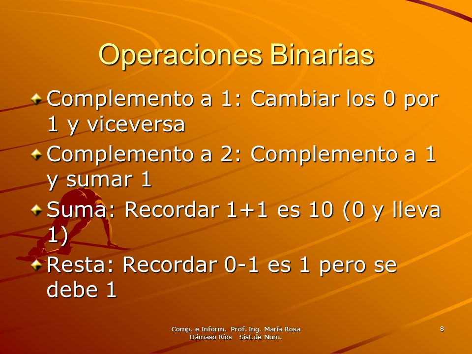 Comp. e Inform. Prof. Ing. María Rosa Dámaso Ríos Sist.de Num.