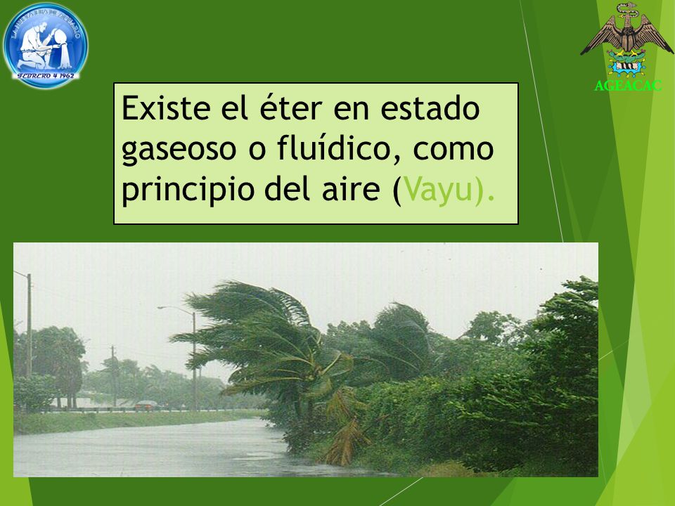Existe el éter en estado gaseoso o fluídico, como principio del aire (Vayu).