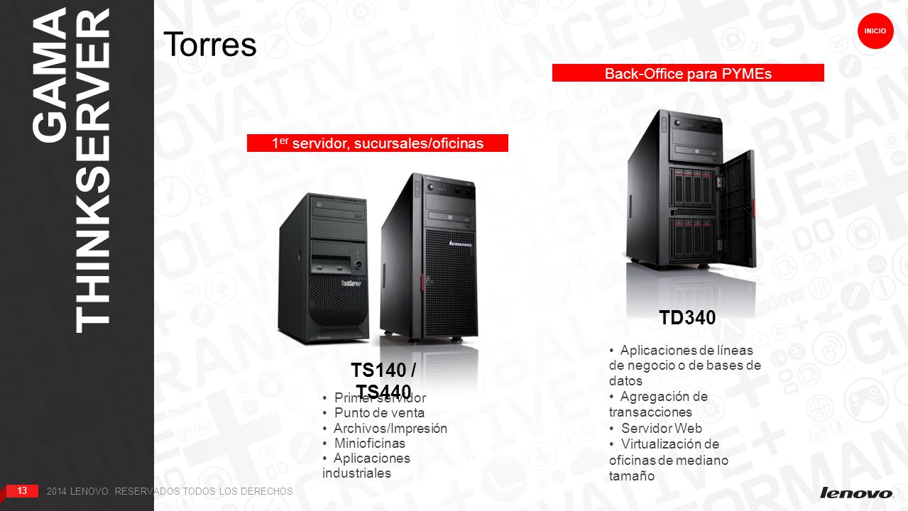 GAMA THINKSERVER Torres TD340 TS140 / TS440 Back-Office para PYMEs