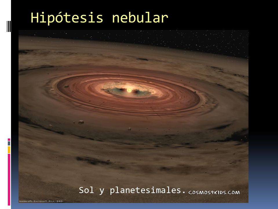 Hipótesis nebular Sol y planetesimales.