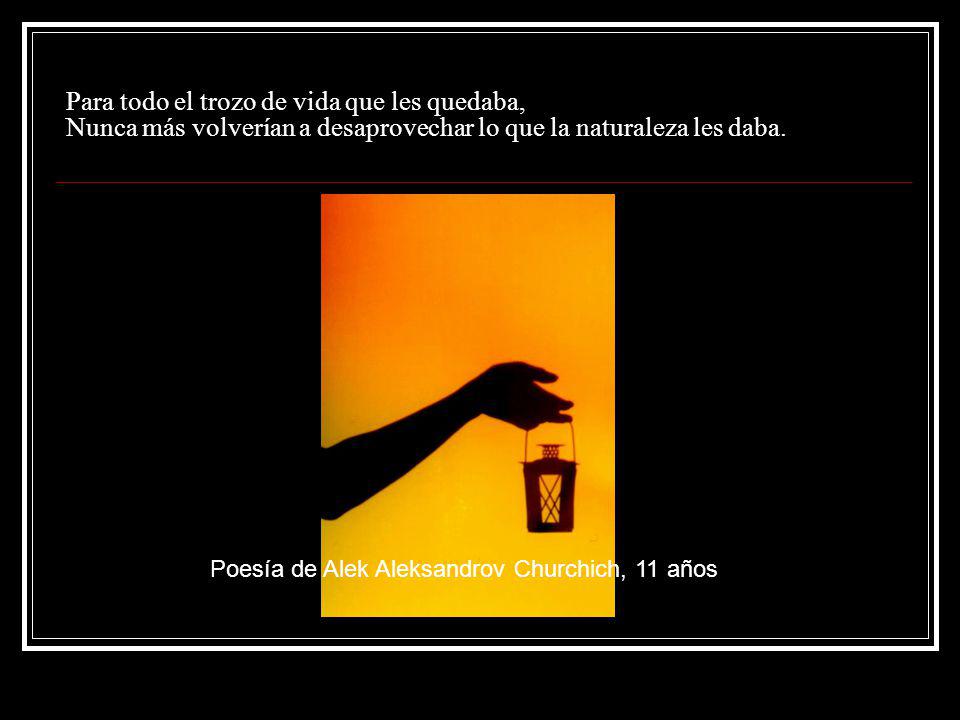 Para todo el trozo de vida que les quedaba, Nunca más volverían a desaprovechar lo que la naturaleza les daba.