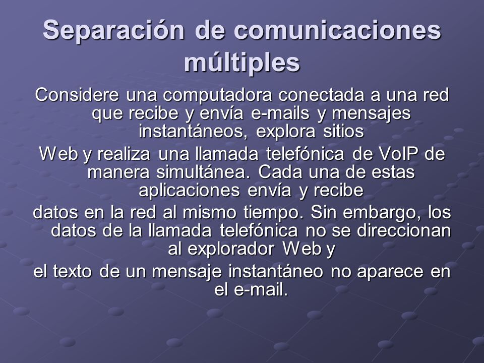 Separación de comunicaciones múltiples