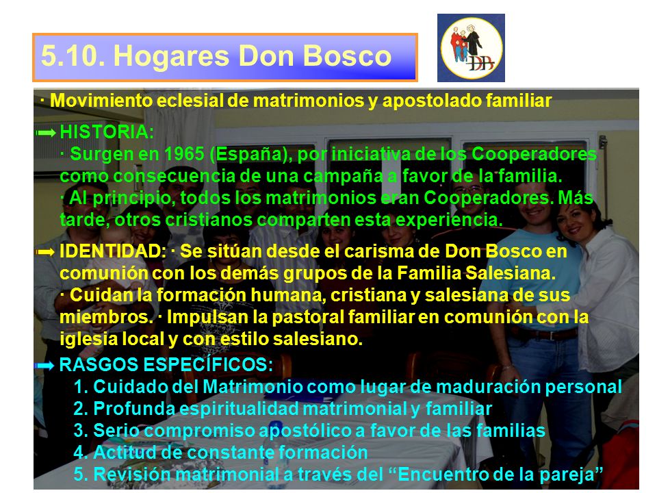 5.10. Hogares Don Bosco · Movimiento eclesial de matrimonios y apostolado familiar.