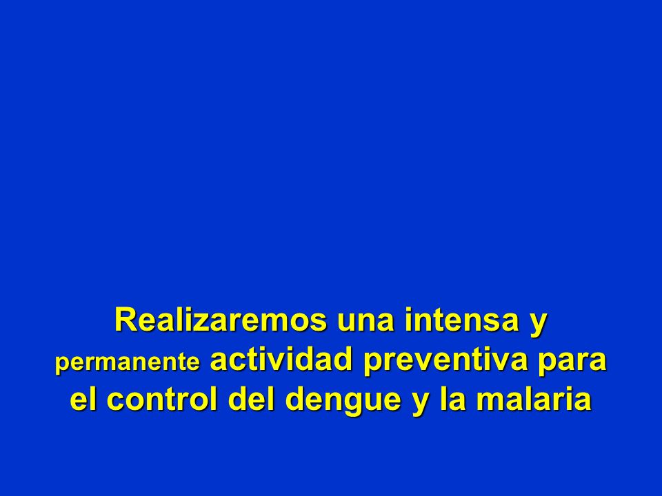 Realizaremos una intensa y permanente actividad preventiva para el control del dengue y la malaria