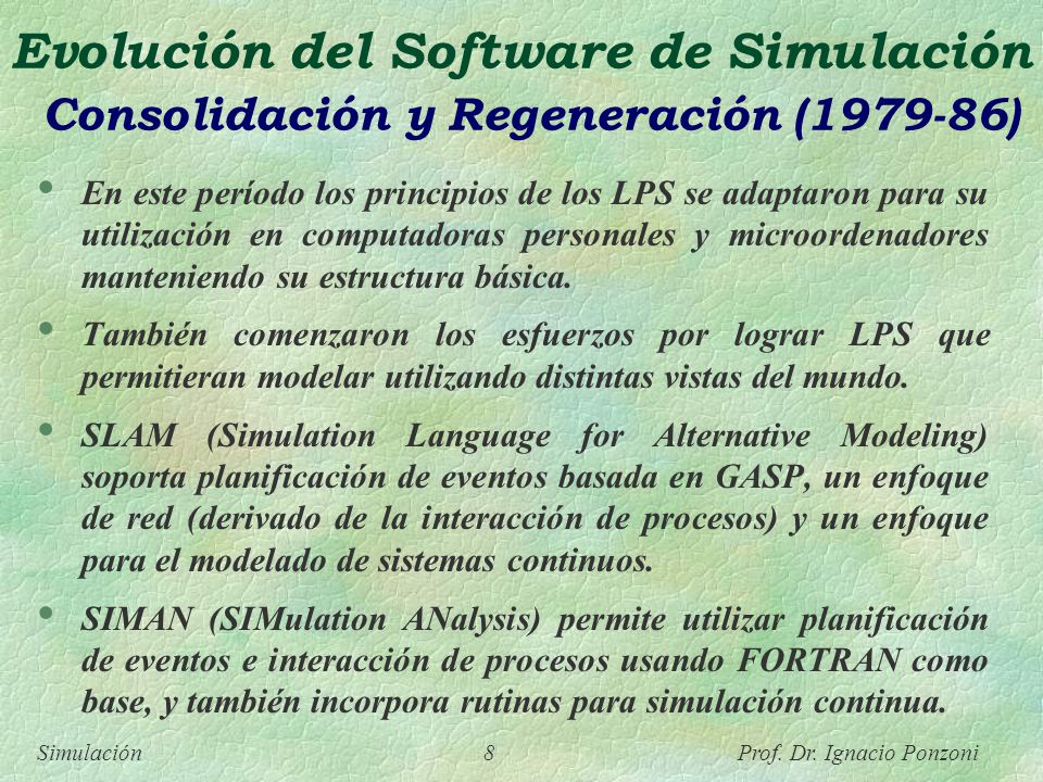 Evolución del Software de Simulación Consolidación y Regeneración ( )
