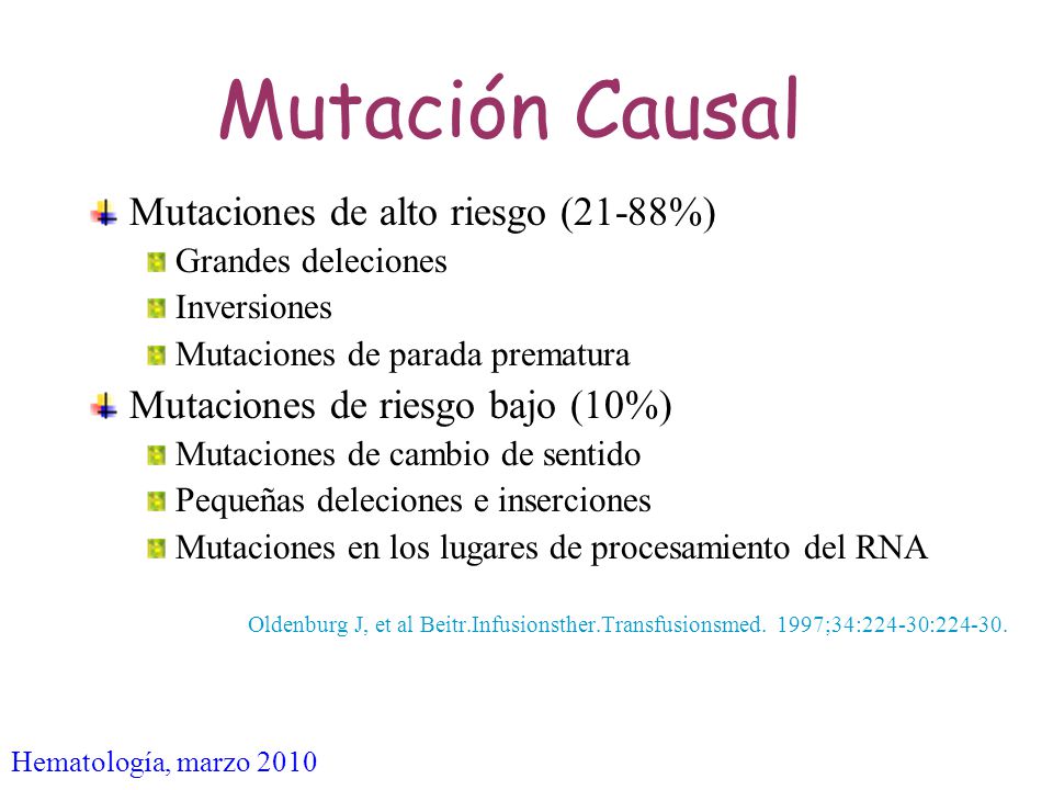 Mutación Causal Mutaciones de alto riesgo (21-88%)