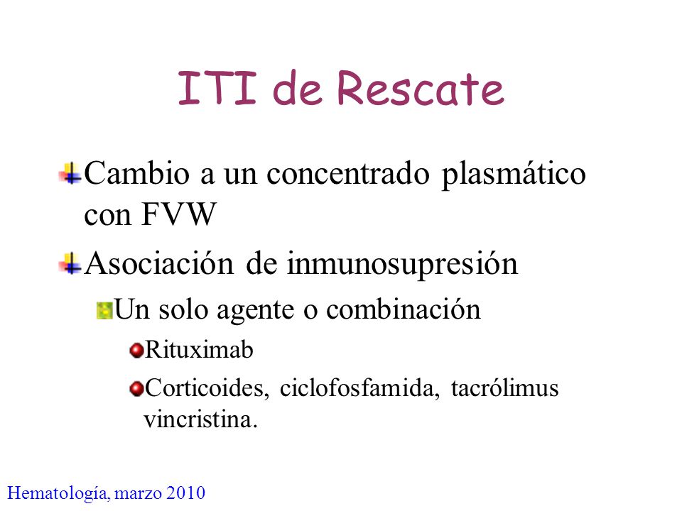 ITI de Rescate Cambio a un concentrado plasmático con FVW