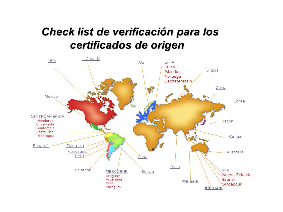 Check list de verificación para los certificados de origen