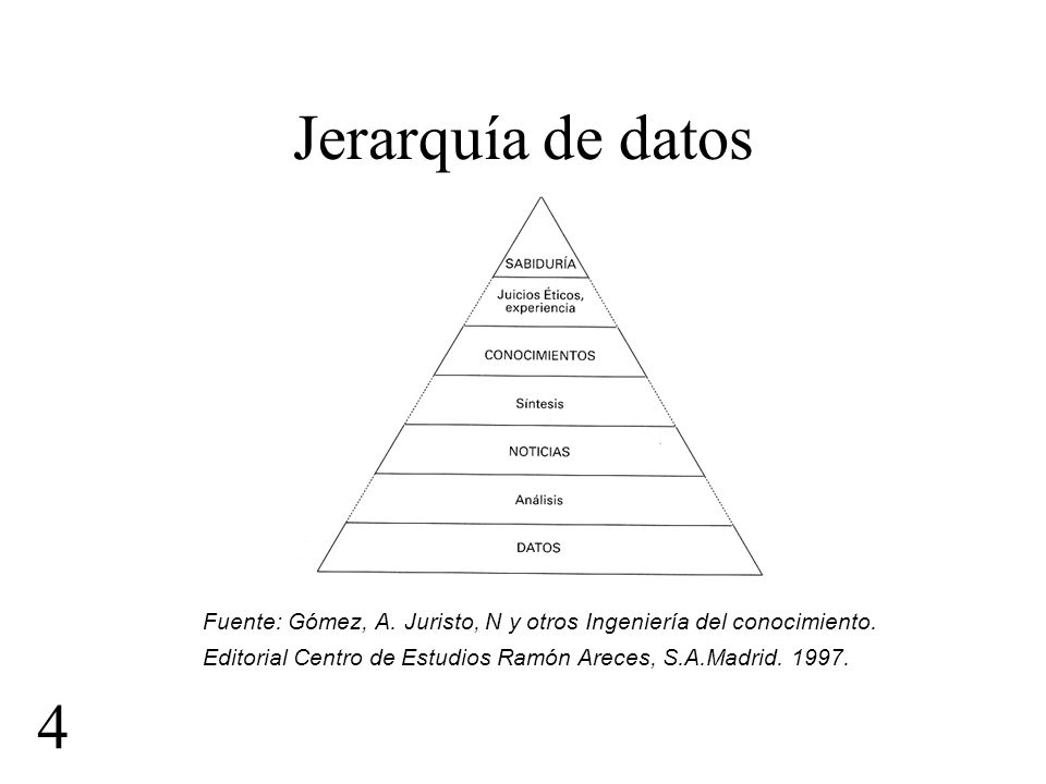 Jerarquía de datos 4. Jerarquía de datos. Gómez, A. Juristo, N y otros.