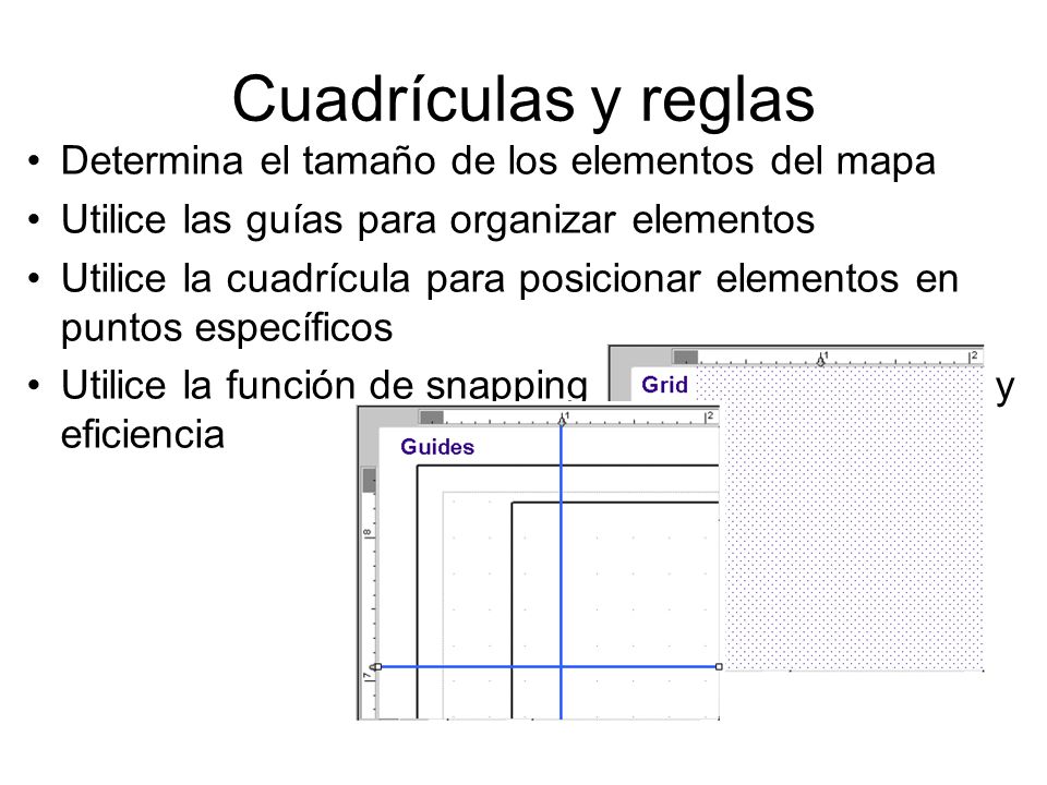Cuadrículas y reglas Determina el tamaño de los elementos del mapa