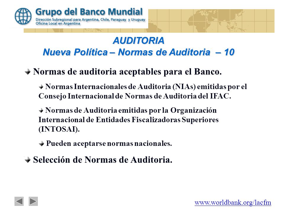 AUDITORIA Nueva Política – Normas de Auditoria – 10