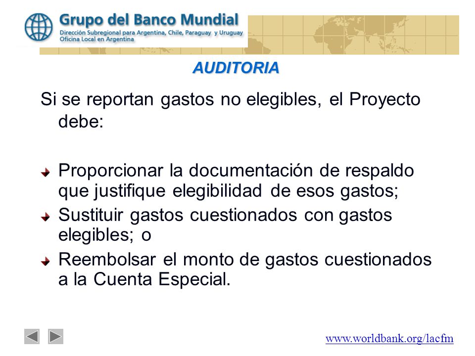 Si se reportan gastos no elegibles, el Proyecto debe: