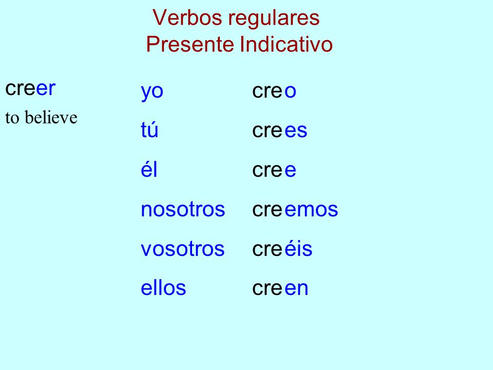 Verbos regulares Presente Indicativo