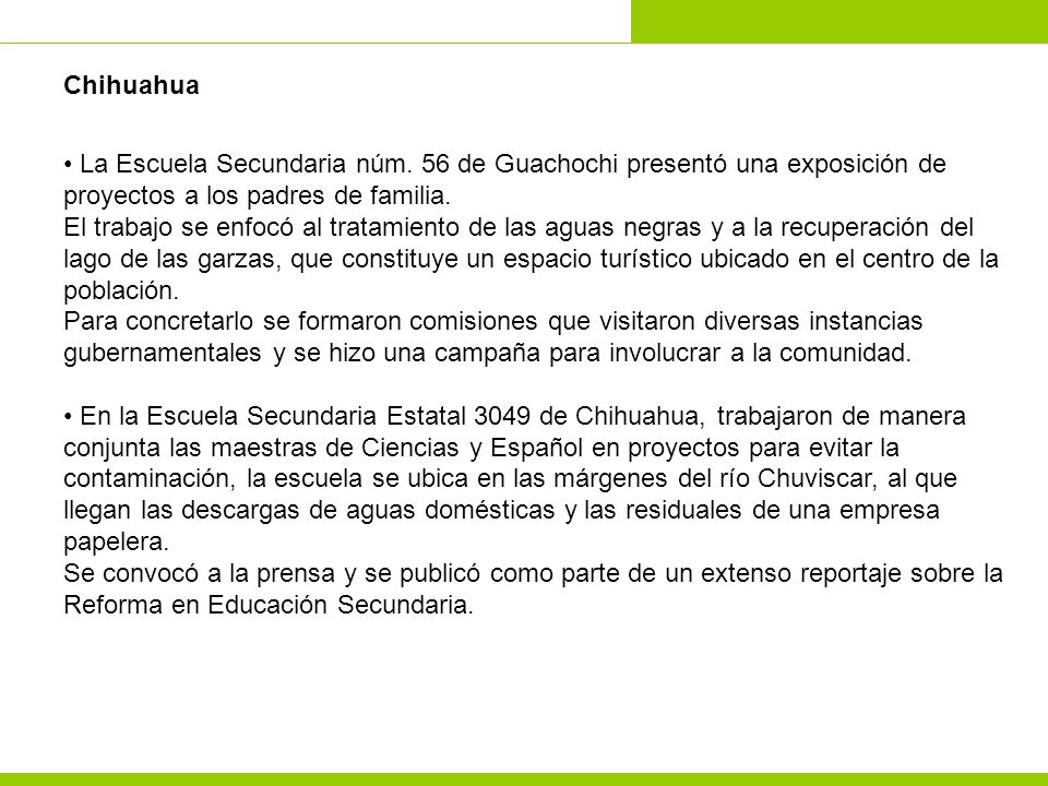 Chihuahua La Escuela Secundaria núm. 56 de Guachochi presentó una exposición de proyectos a los padres de familia.