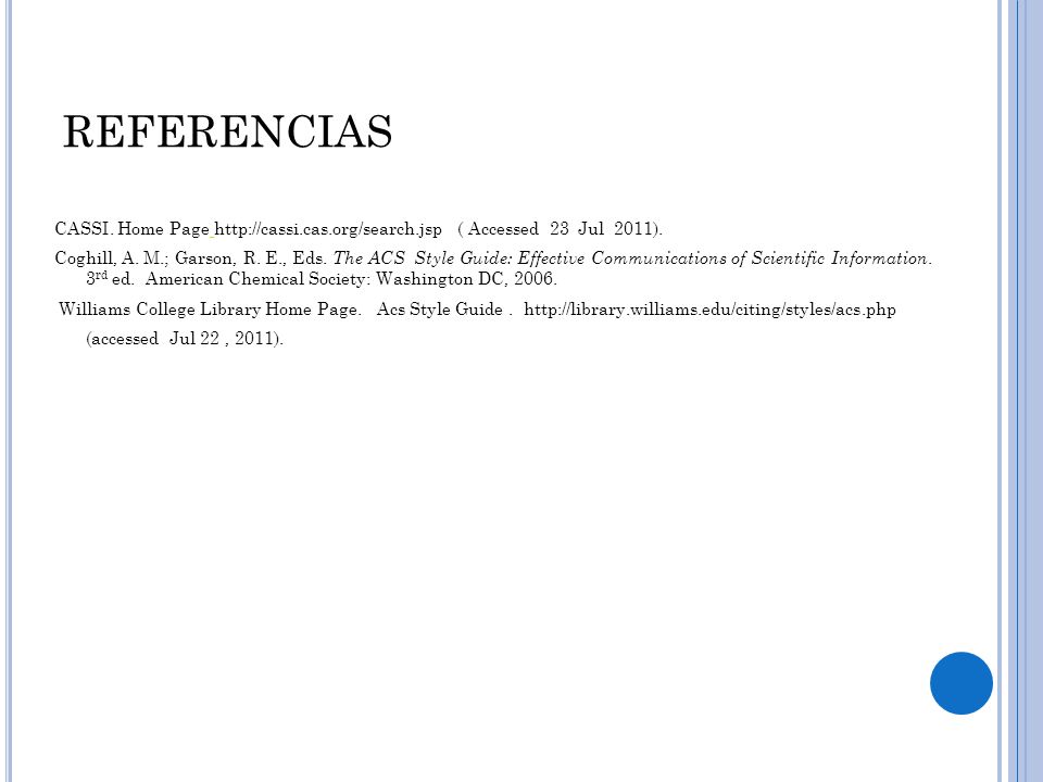 REFERENCIAS CASSI. Home Page   ( Accessed 23 Jul 2011).