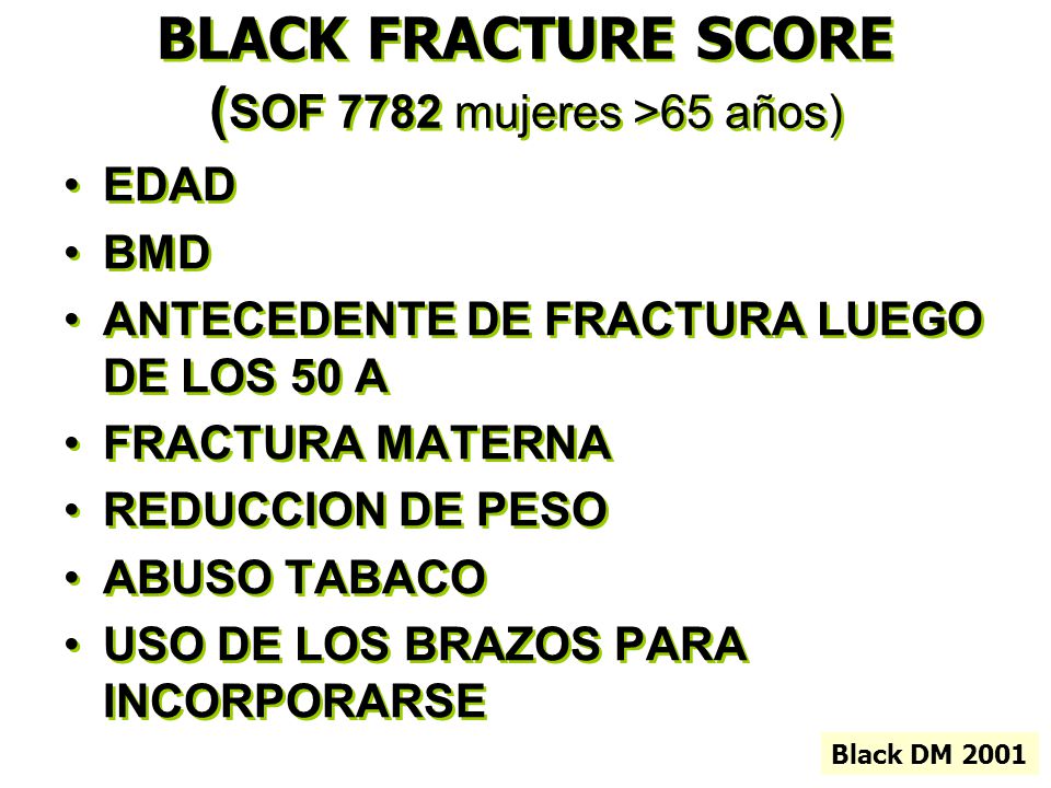 BLACK FRACTURE SCORE (SOF 7782 mujeres >65 años)