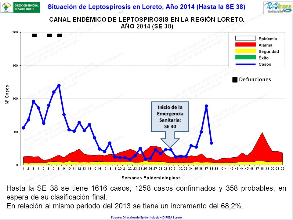 Situación de Leptospirosis en Loreto, Año 2014 (Hasta la SE 38)